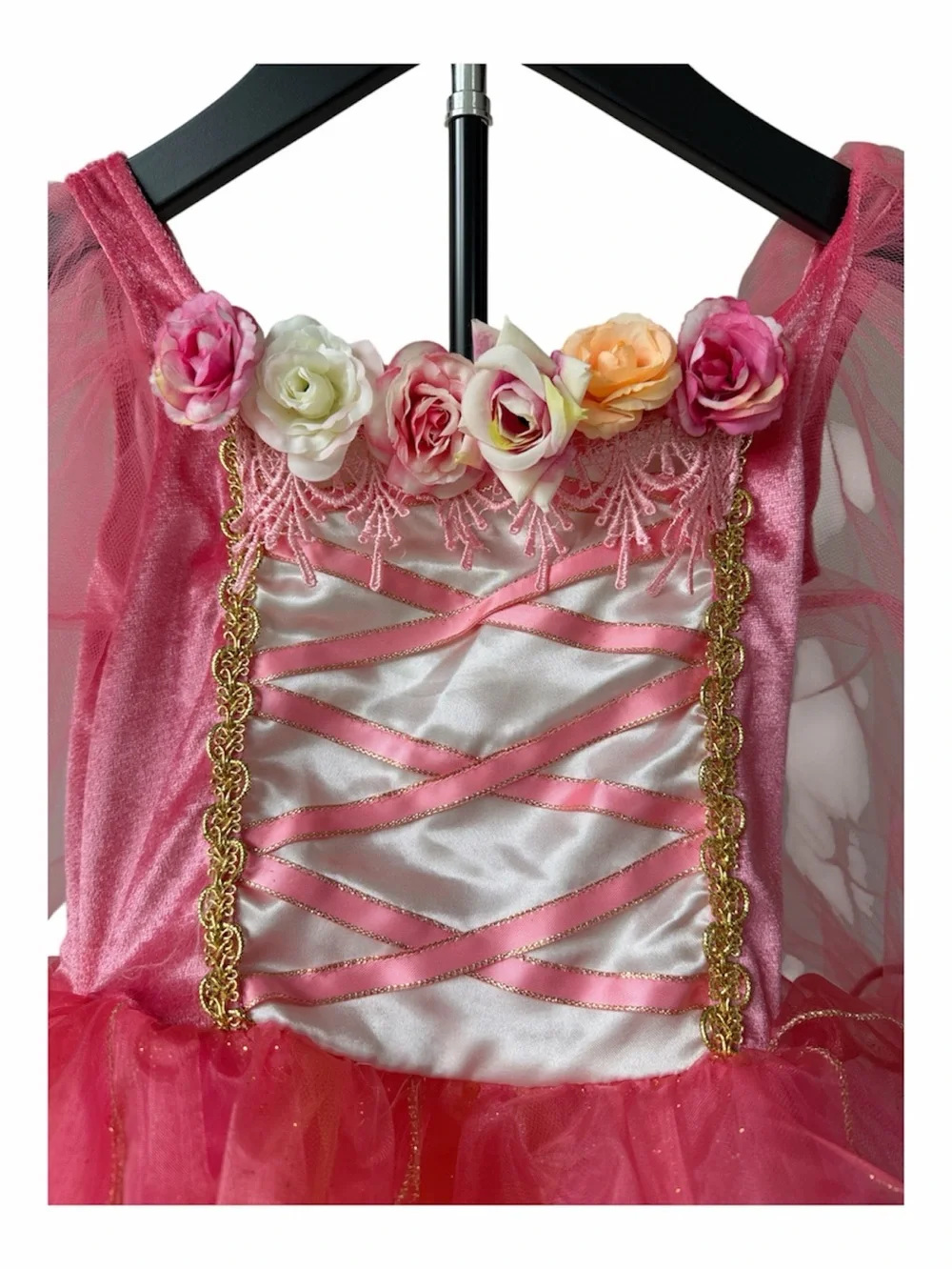 Girl’s Halloween Pink Fairy Costume Dress with Detachable Wings